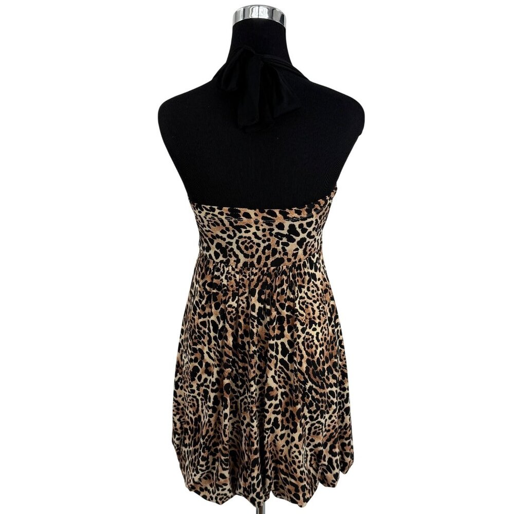 Vintage NWT Candies Leopard Halter Mini Dress S| Y2K Bimbocore McBling Fairycore - Picture 8 of 16